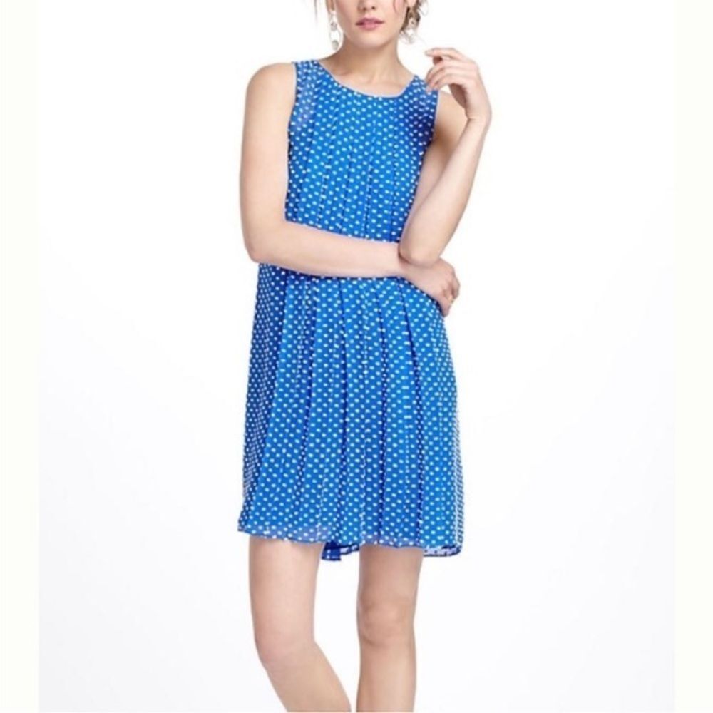 Anthropologie Sachin + Babi textured Blue Polka Dot Swing Dress Silk Blend